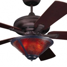 Mission Fan with Amber Coppersmith Light